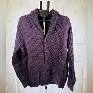 NWT Banana Republic men’s wool cable knit shawl collar cardigan sweater size L